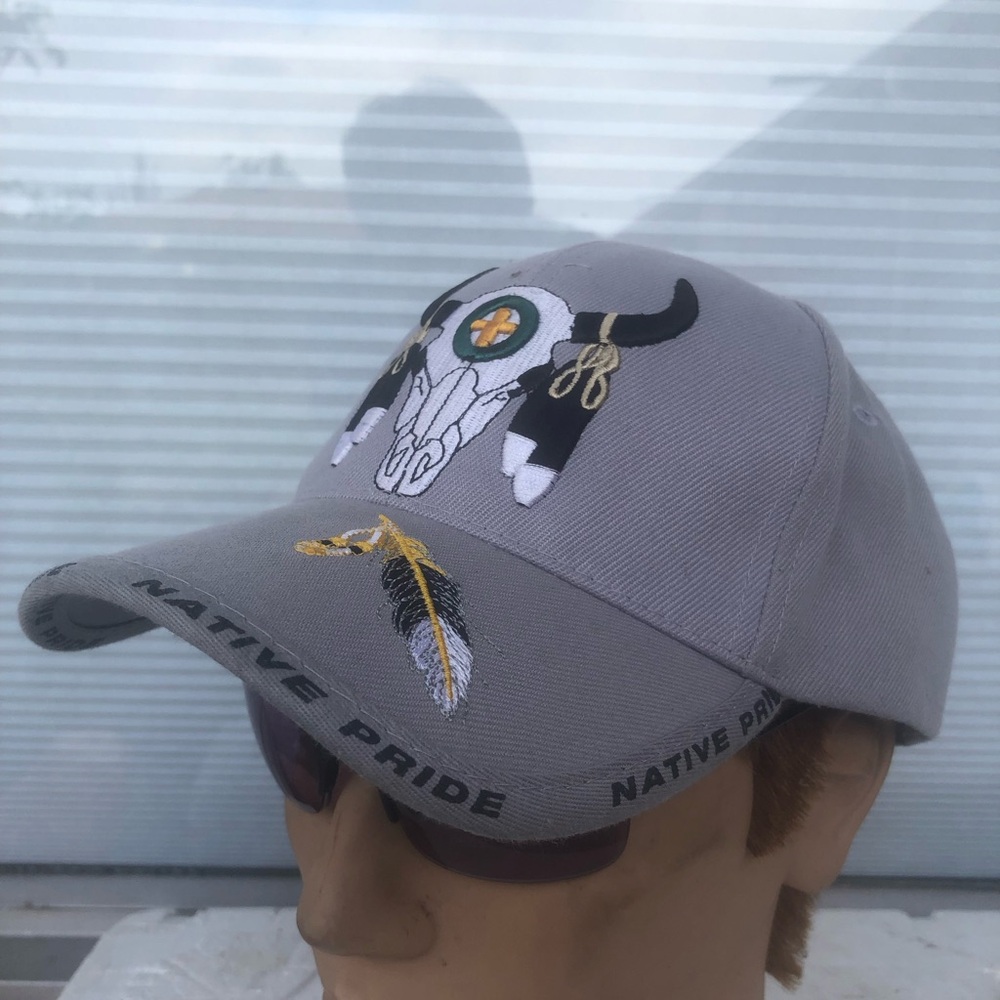Native Pride Men’s Gray Cap with Embroidered Design Adjustable Size One
